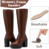 imageWomens Extra Wide Calf Knee High Boots True Wide Width Platform Chunky Heeled Gogo Boots Rounded Toe Block Heel Tall Boot for WomenBrown Pu 369