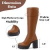 imageWomens Extra Wide Calf Knee High Boots True Wide Width Platform Chunky Heeled Gogo Boots Rounded Toe Block Heel Tall Boot for WomenTaupe Pu 369