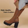 imageWomens Extra Wide Calf Knee High Boots True Wide Width Platform Chunky Heeled Gogo Boots Rounded Toe Block Heel Tall Boot for WomenTaupe Pu 369