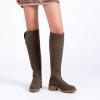 imageWomens Knee High Boots Fashion Flat Long Tall Lengthened Boot Shafts Low Heeled Winter Fall Casual Boots for WomenBrown Pu 979