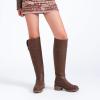 imageWomens Knee High Boots Fashion Flat Long Tall Lengthened Boot Shafts Low Heeled Winter Fall Casual Boots for WomenTp Pu 979
