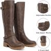 imageWomens Knee High Boots Stitching KneeHigh Riding Flat Boot Low Heeled Long Tall Winter Fall Fashion Dressy Boots for WomenBrown Pu 267