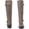 imageWomens Knee High Boots Stitching KneeHigh Riding Flat Boot Low Heeled Long Tall Winter Fall Fashion Dressy Boots for WomenGray Pu 267