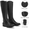 imageWomens Knee High Boots Stylish Comfort Round Toe Tall Riding Combat Boot Classic Fashion Fall Winter Boots for WomenBlack Pu 909