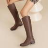 imageWomens Knee High Boots Stylish Comfort Round Toe Tall Riding Combat Boot Classic Fashion Fall Winter Boots for WomenBrown Bmf 909