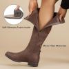 imageWomens Knee High Boots Stylish Comfort Round Toe Tall Riding Combat Boot Classic Fashion Fall Winter Boots for WomenBrown Bmf 909