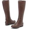 imageWomens Knee High Boots Stylish Comfort Round Toe Tall Riding Combat Boot Classic Fashion Fall Winter Boots for WomenBrown Pu 909