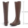 imageWomens Knee High Boots Stylish Comfort Round Toe Tall Riding Combat Boot Classic Fashion Fall Winter Boots for WomenBrown Pu 909