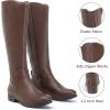imageWomens Knee High Boots Stylish Comfort Round Toe Tall Riding Combat Boot Classic Fashion Fall Winter Boots for WomenBrown Pu 909