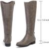 imageWomens Knee High Boots Stylish Comfort Round Toe Tall Riding Combat Boot Classic Fashion Fall Winter Boots for WomenGrey Pu 909