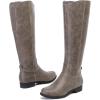 imageWomens Knee High Boots Stylish Comfort Round Toe Tall Riding Combat Boot Classic Fashion Fall Winter Boots for WomenGrey Pu 909
