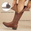 imageWomens Knee High Boots Stylish Comfort Round Toe Tall Riding Combat Boot Classic Fashion Fall Winter Boots for WomenTaupe Pu 909
