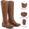 imageWomens Knee High Boots Stylish Comfort Round Toe Tall Riding Combat Boot Classic Fashion Fall Winter Boots for WomenTaupe Pu 909