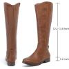 imageWomens Knee High Boots Stylish Comfort Round Toe Tall Riding Combat Boot Classic Fashion Fall Winter Boots for WomenTaupe Pu 909