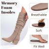 imageWomens Knee High Boots Wide Calf Chunky Block Low Heel and Slouchy Pointed Toe Winter Long Boots for WomenBeige Mf 961