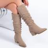 imageWomens Knee High Boots Wide Calf Chunky Block Low Heel and Slouchy Pointed Toe Winter Long Boots for WomenBeige Mf 961