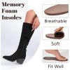 imageWomens Knee High Boots Wide Calf Chunky Block Low Heel and Slouchy Pointed Toe Winter Long Boots for WomenBlack Mf 961