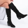 imageWomens Knee High Boots Wide Calf Chunky Block Low Heel and Slouchy Pointed Toe Winter Long Boots for WomenBlack Mf 961