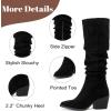 imageWomens Knee High Boots Wide Calf Chunky Block Low Heel and Slouchy Pointed Toe Winter Long Boots for WomenBlack Mf 961