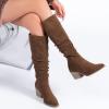 imageWomens Knee High Boots Wide Calf Chunky Block Low Heel and Slouchy Pointed Toe Winter Long Boots for WomenBrown Mf 961