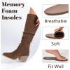 imageWomens Knee High Boots Wide Calf Chunky Block Low Heel and Slouchy Pointed Toe Winter Long Boots for WomenBrown Mf 961