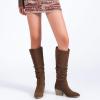 imageWomens Knee High Boots Wide Calf Chunky Block Low Heel and Slouchy Pointed Toe Winter Long Boots for WomenBrown Mf 961
