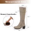 imageWomens Knee High Boots with Chunky Heel Pointed Toe Comfortable and Fashionable for Fall and Winter Wear for WomenBeige Pu 304