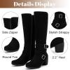 imageWomens Knee High Boots with Chunky Heel Pointed Toe Comfortable and Fashionable for Fall and Winter Wear for WomenBlack Mf 304