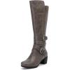 imageWomens Knee High Boots with Chunky Heel Pointed Toe Comfortable and Fashionable for Fall and Winter Wear for WomenGrey Lpu 303