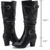imageWomens Slouchy Knee High Boots with Chunky Heel Pointed Toe Comfortable and Fashionable Fall Winter Boots for WomenBlack Lpu 301