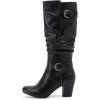 imageWomens Slouchy Knee High Boots with Chunky Heel Pointed Toe Comfortable and Fashionable Fall Winter Boots for WomenBlack Lpu 301