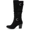 imageWomens Slouchy Knee High Boots with Chunky Heel Pointed Toe Comfortable and Fashionable Fall Winter Boots for WomenBlack Mf 301
