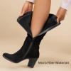 imageWomens Slouchy Knee High Boots with Chunky Heel Pointed Toe Comfortable and Fashionable Fall Winter Boots for WomenBlack Mf 301
