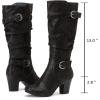 imageWomens Slouchy Knee High Boots with Chunky Heel Pointed Toe Comfortable and Fashionable Fall Winter Boots for WomenBlack Zpu 301