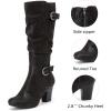 imageWomens Slouchy Knee High Boots with Chunky Heel Pointed Toe Comfortable and Fashionable Fall Winter Boots for WomenBlack Zpu 301