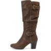 imageWomens Slouchy Knee High Boots with Chunky Heel Pointed Toe Comfortable and Fashionable Fall Winter Boots for WomenBrown Zpu 301