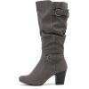 imageWomens Slouchy Knee High Boots with Chunky Heel Pointed Toe Comfortable and Fashionable Fall Winter Boots for WomenGrey Zpu 301