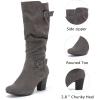 imageWomens Slouchy Knee High Boots with Chunky Heel Pointed Toe Comfortable and Fashionable Fall Winter Boots for WomenGrey Zpu 301