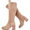 imageWomens Extra Wide Calf Knee High Boots True Wide Width Chunky Heeled Boot Comfortable Plus Size Tall Long Gogo Boots for WomenBeige Mf 370