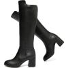 imageWomens Extra Wide Calf Knee High Boots True Wide Width Chunky Heeled Boot Comfortable Plus Size Tall Long Gogo Boots for WomenBlack Pu 370