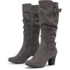 imageWomens Slouchy Knee High Boots with Chunky Heel Pointed Toe Comfortable and Fashionable Fall Winter Boots for WomenGrey Zpu 301
