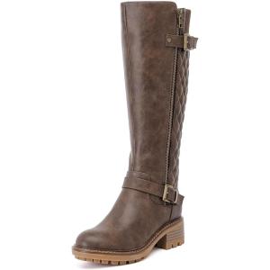 imageWomens Knee High Boots Stitching KneeHigh Riding Flat Boot Low Heeled Long Tall Winter Fall Fashion Dressy Boots for WomenBrown Pu 267