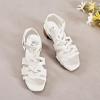 imageWomens Chunky Heeled Sandals  Block Low Heels Summer Ankle Strappy Square Open Toe Dressy Wedding Sandals for WomenBeige 090