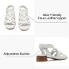 imageWomens Chunky Heeled Sandals  Block Low Heels Summer Ankle Strappy Square Open Toe Dressy Wedding Sandals for WomenBeige 090