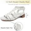 imageWomens Chunky Heeled Sandals  Block Low Heels Summer Ankle Strappy Square Open Toe Dressy Wedding Sandals for WomenBeige 090