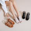 imageWomens Chunky Heeled Sandals  Block Low Heels Summer Ankle Strappy Square Open Toe Dressy Wedding Sandals for WomenBeige 091