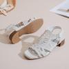 imageWomens Chunky Heeled Sandals  Block Low Heels Summer Ankle Strappy Square Open Toe Dressy Wedding Sandals for WomenBeige 091