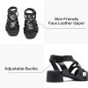 imageWomens Chunky Heeled Sandals  Block Low Heels Summer Ankle Strappy Square Open Toe Dressy Wedding Sandals for WomenBlack 090
