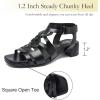 imageWomens Chunky Heeled Sandals  Block Low Heels Summer Ankle Strappy Square Open Toe Dressy Wedding Sandals for WomenBlack 090