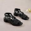 imageWomens Chunky Heeled Sandals  Block Low Heels Summer Ankle Strappy Square Open Toe Dressy Wedding Sandals for WomenBlack 090